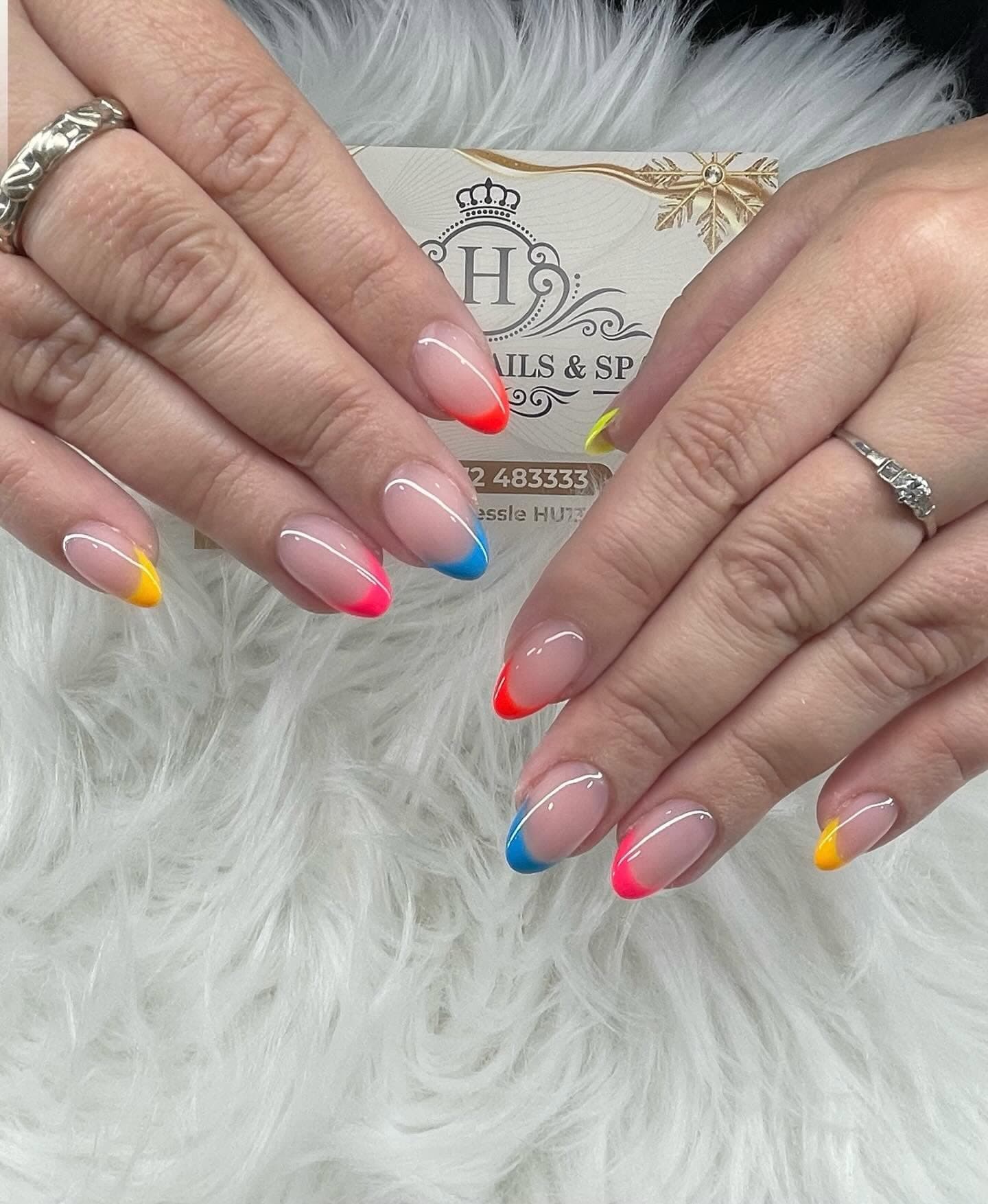 Rainbow ombre French tip nail set